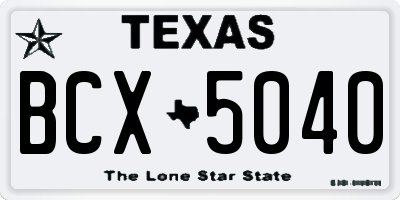TX license plate BCX5040