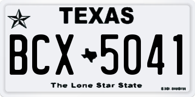 TX license plate BCX5041