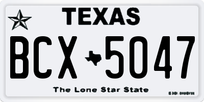 TX license plate BCX5047