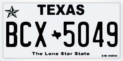 TX license plate BCX5049