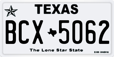 TX license plate BCX5062