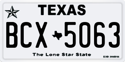 TX license plate BCX5063