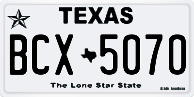 TX license plate BCX5070