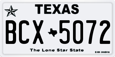TX license plate BCX5072