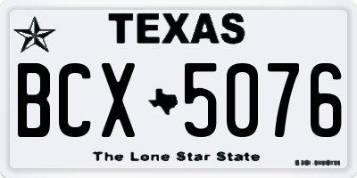 TX license plate BCX5076