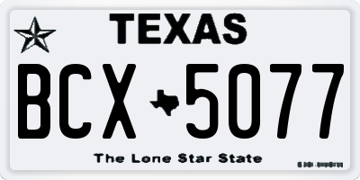 TX license plate BCX5077