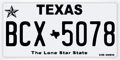 TX license plate BCX5078