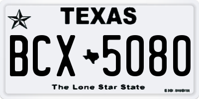 TX license plate BCX5080