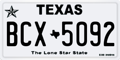 TX license plate BCX5092