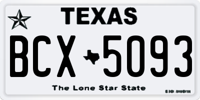 TX license plate BCX5093