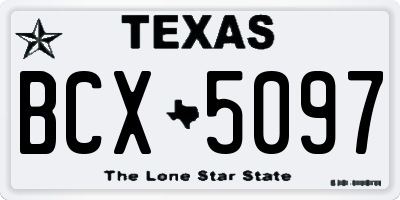TX license plate BCX5097