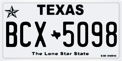 TX license plate BCX5098