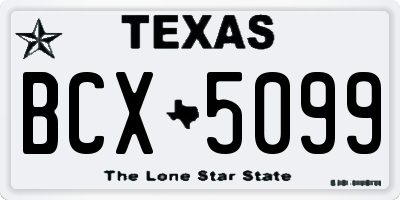 TX license plate BCX5099