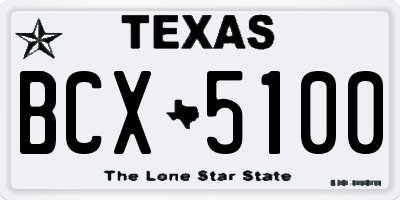 TX license plate BCX5100