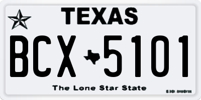TX license plate BCX5101