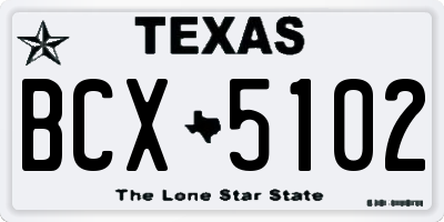 TX license plate BCX5102