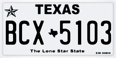 TX license plate BCX5103