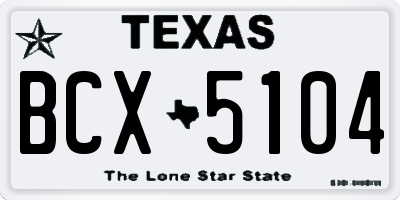 TX license plate BCX5104