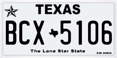 TX license plate BCX5106