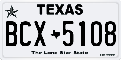 TX license plate BCX5108