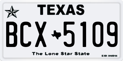 TX license plate BCX5109