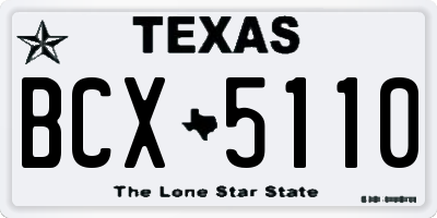 TX license plate BCX5110