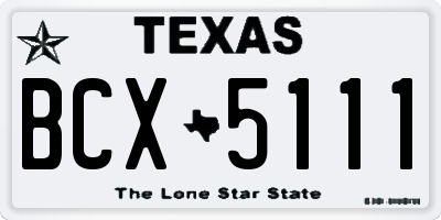 TX license plate BCX5111