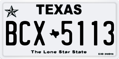 TX license plate BCX5113