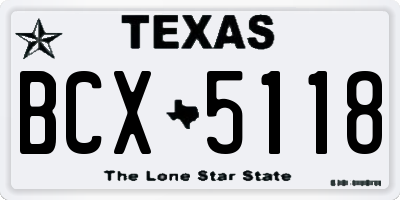 TX license plate BCX5118