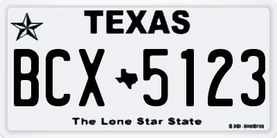 TX license plate BCX5123