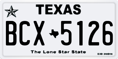TX license plate BCX5126