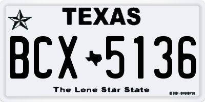 TX license plate BCX5136