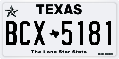 TX license plate BCX5181
