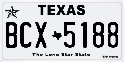 TX license plate BCX5188