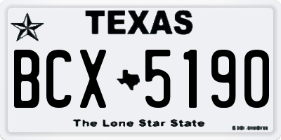 TX license plate BCX5190