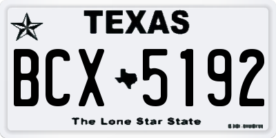 TX license plate BCX5192