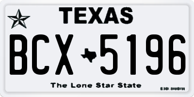 TX license plate BCX5196