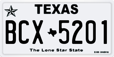 TX license plate BCX5201