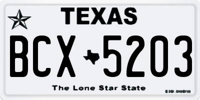 TX license plate BCX5203