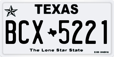 TX license plate BCX5221