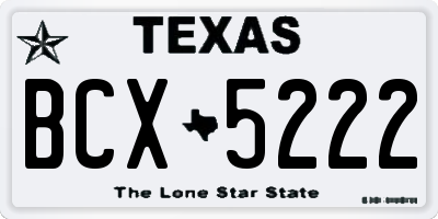 TX license plate BCX5222