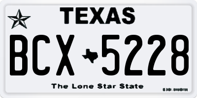 TX license plate BCX5228