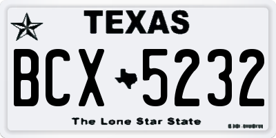 TX license plate BCX5232