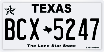 TX license plate BCX5247