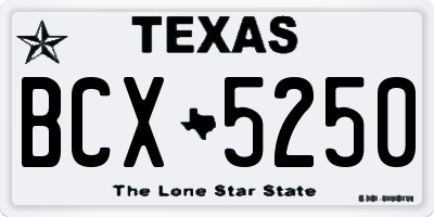 TX license plate BCX5250