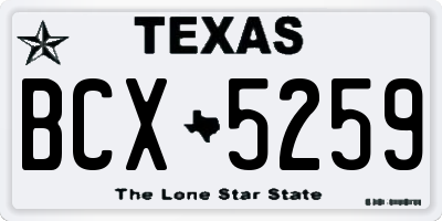 TX license plate BCX5259