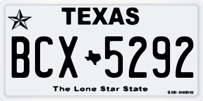 TX license plate BCX5292