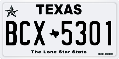 TX license plate BCX5301