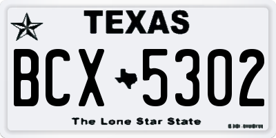 TX license plate BCX5302