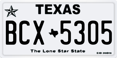 TX license plate BCX5305